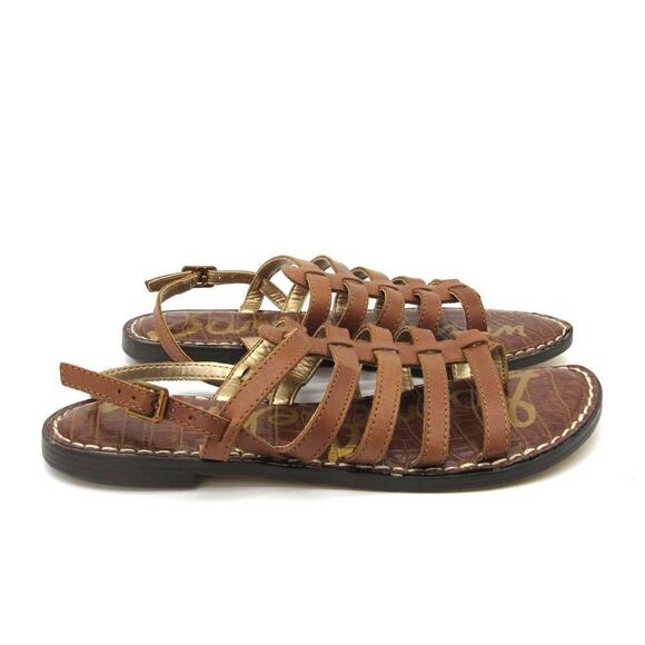 Sam Edelman Garland Strappy Brown Leather Flat Sandals 6.5 - Picture 3 of 10